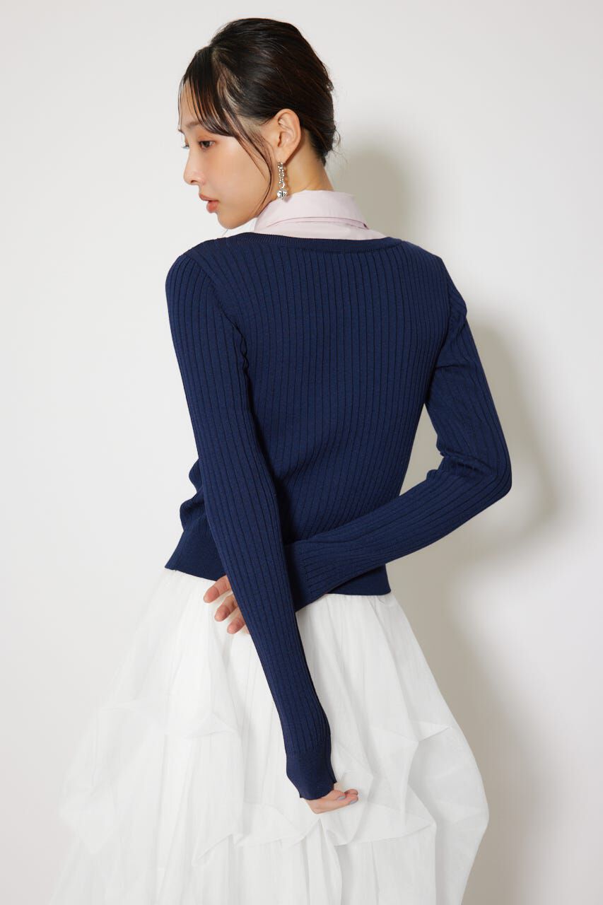 rienda「シャツドッキングロングスリーブニットトップス」|ニット・セーター|
