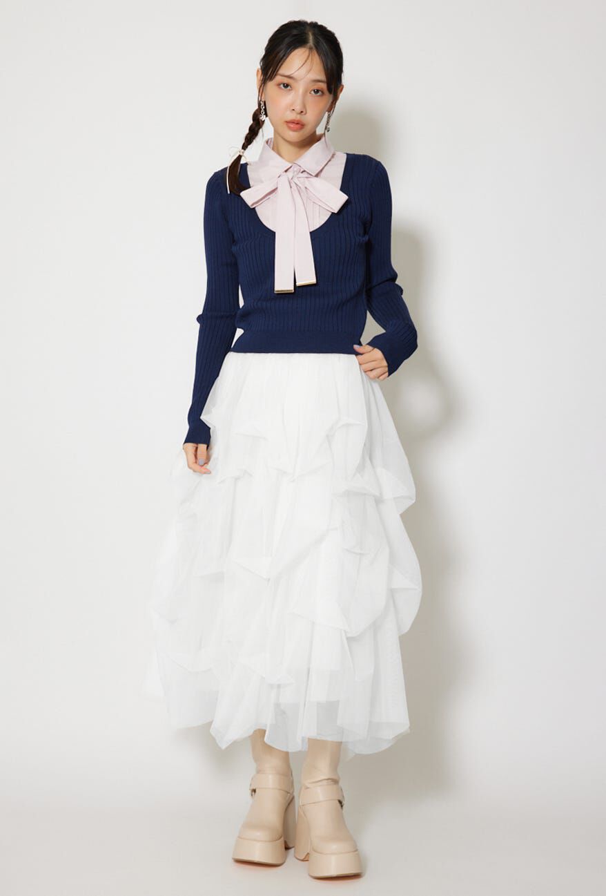 rienda「シャツドッキングロングスリーブニットトップス」|ニット・セーター|