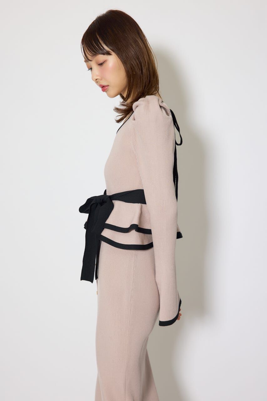 rienda「配色ペプラムタイトニットワンピース」|ワンピース|