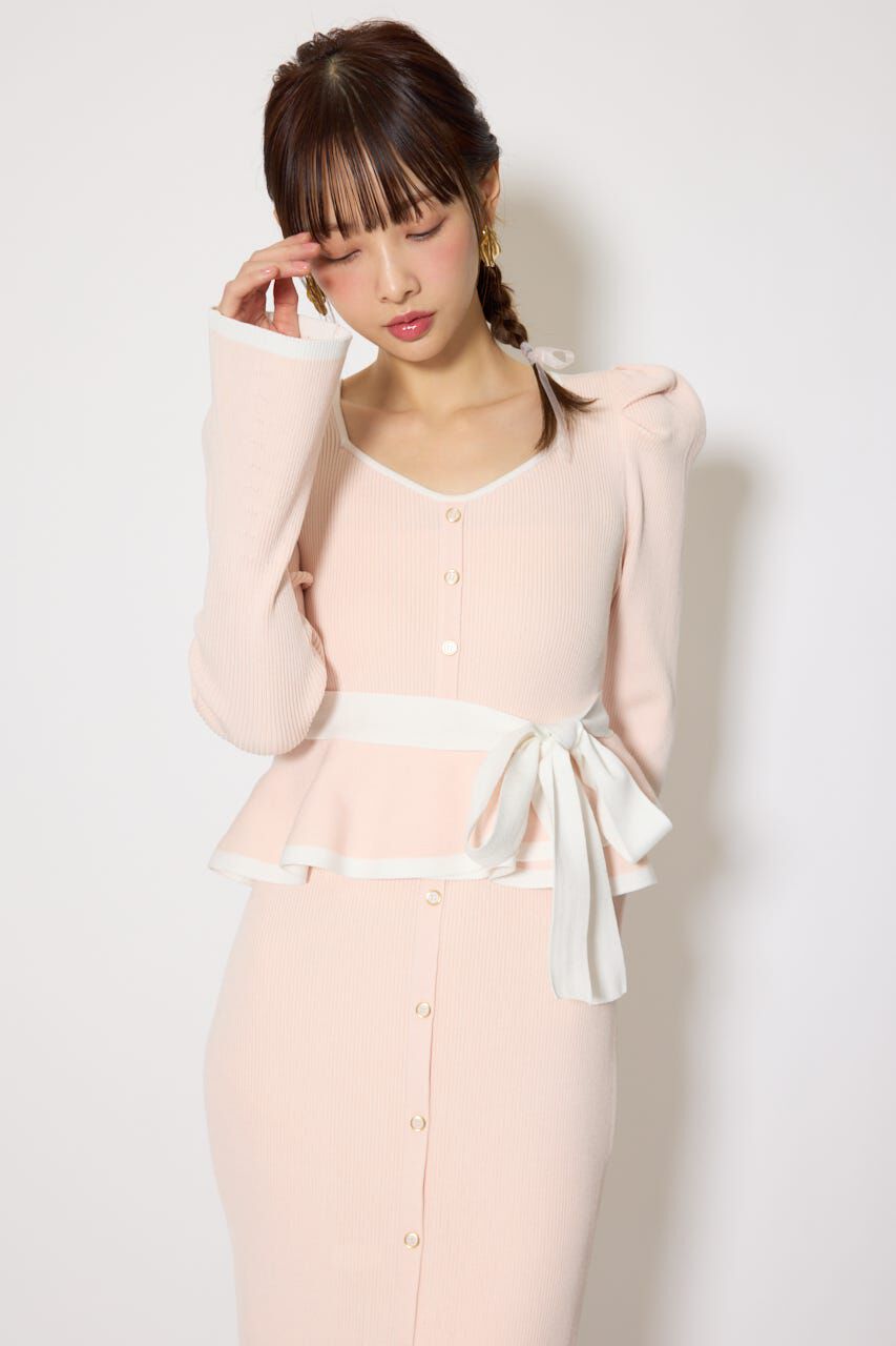 rienda「配色ペプラムタイトニットワンピース」|ワンピース|