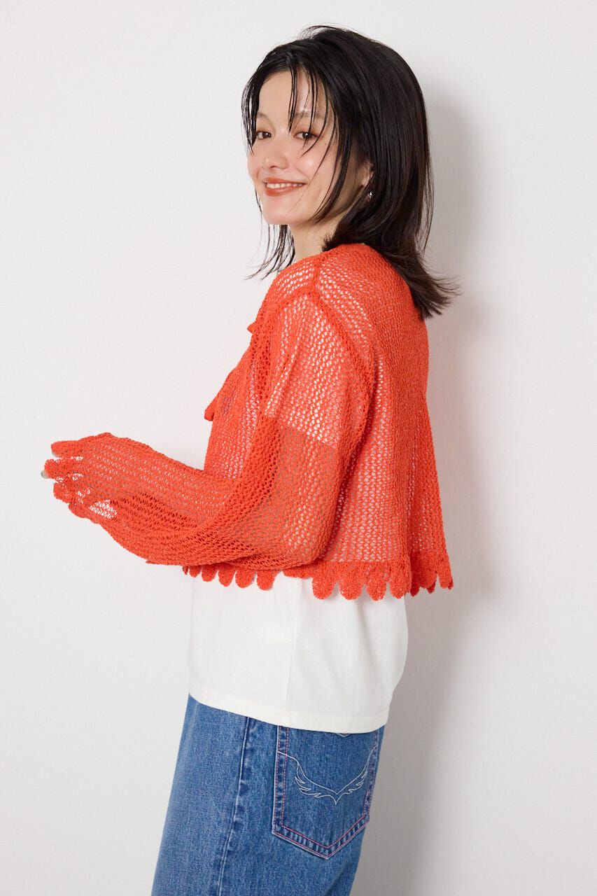 RODEO CROWNS「メッシュ柄リボンボレロ」|カーディガン|