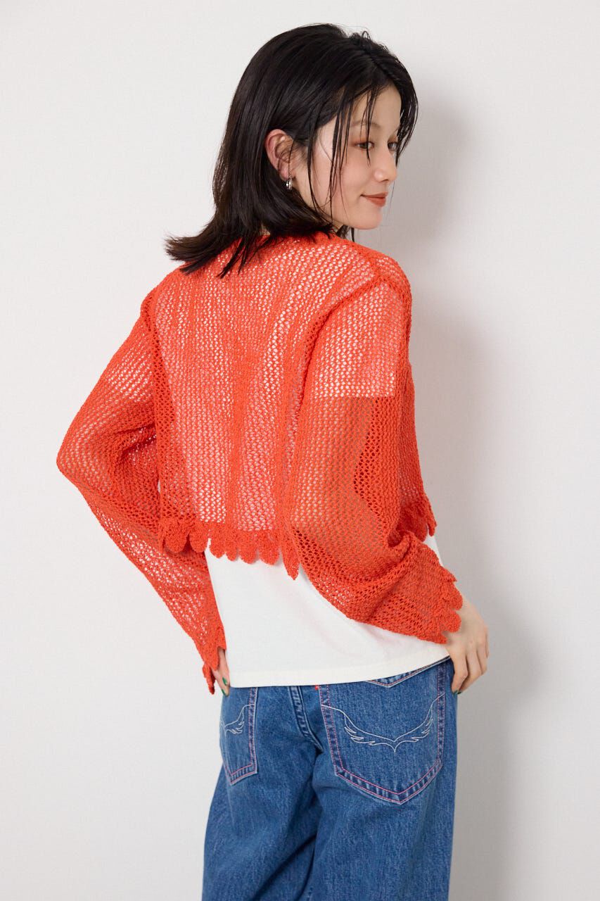 RODEO CROWNS「メッシュ柄リボンボレロ」|カーディガン|