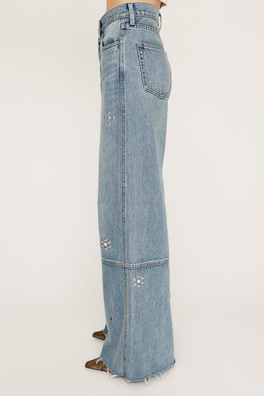 SLY「STUDS SEAM DESIGN FLARE PT-B」|デニム|