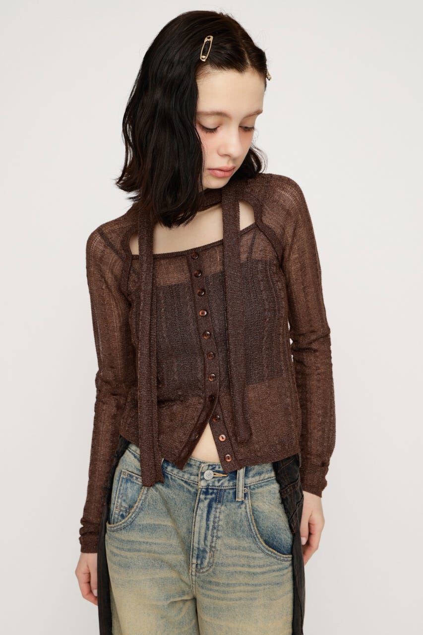 SLY「TIE RIBBON KNIT トップス」|ニット・セーター|BRN