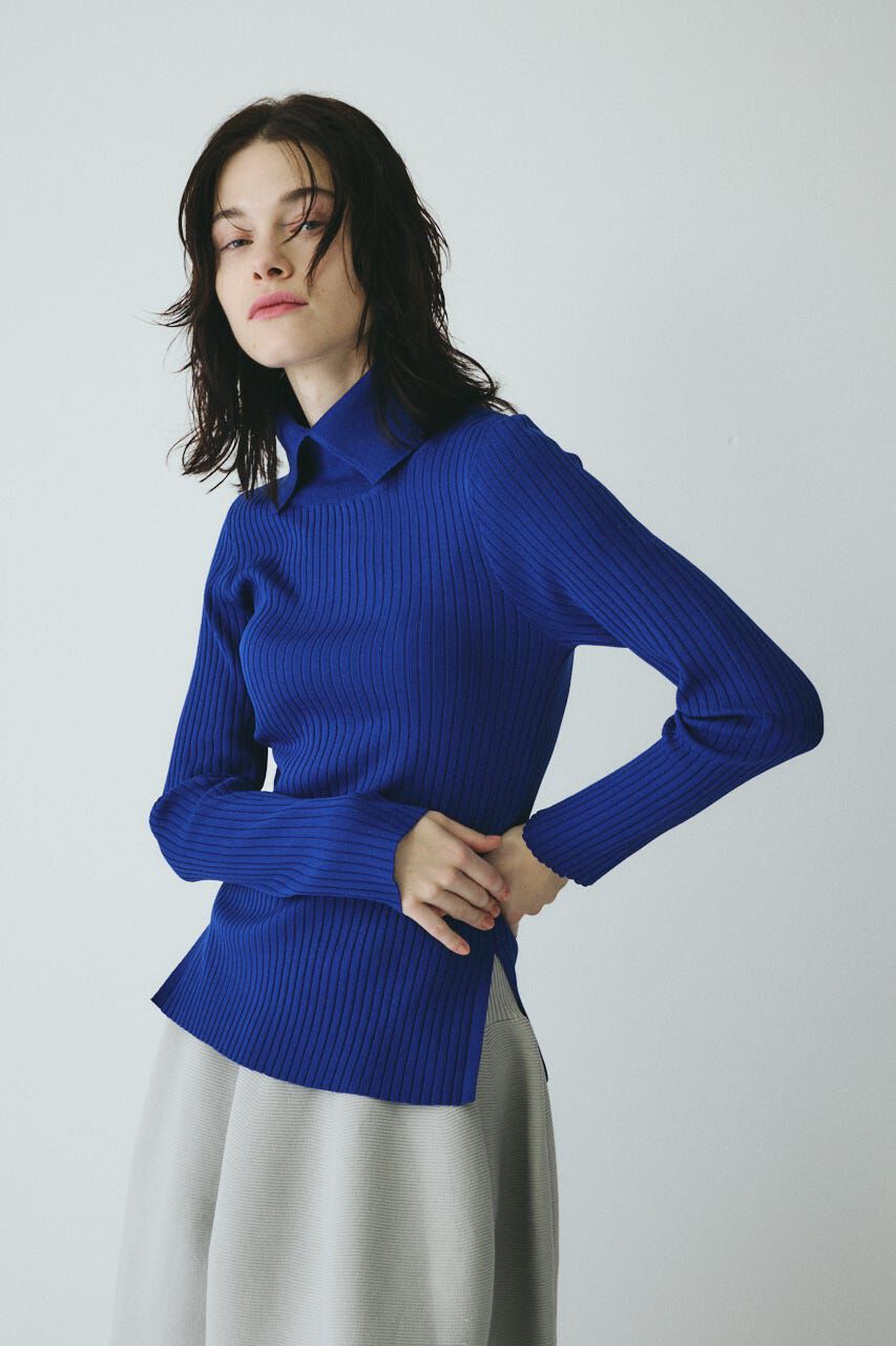 HeRIN.CYE「Stand collar knit top」|ニット・セーター|BLU