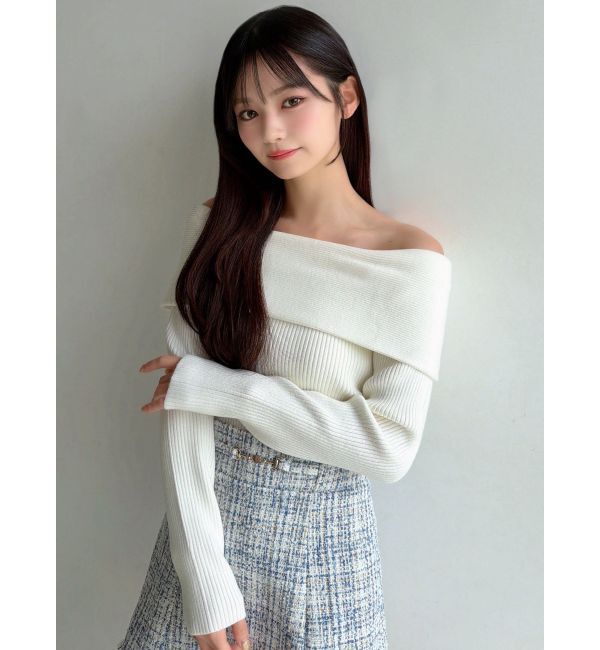 RESEXXY「リブニットオフショルトップス」|ニット・セーター|