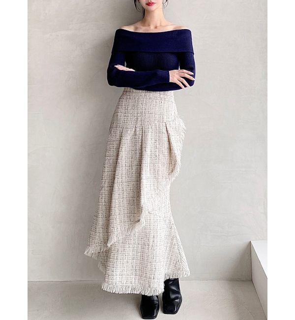 RESEXXY「リブニットオフショルトップス」|ニット・セーター|