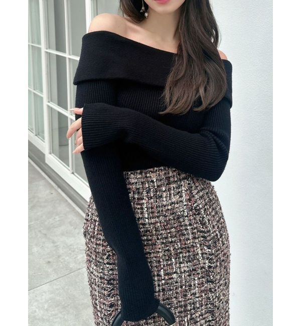 RESEXXY「リブニットオフショルトップス」|ニット・セーター|