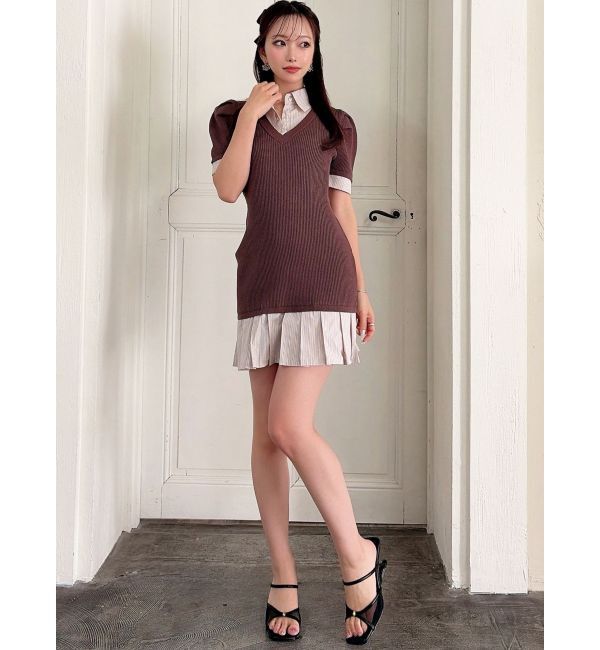 RESEXXY「シャツレイヤードミニニットワンピース」|ワンピース|