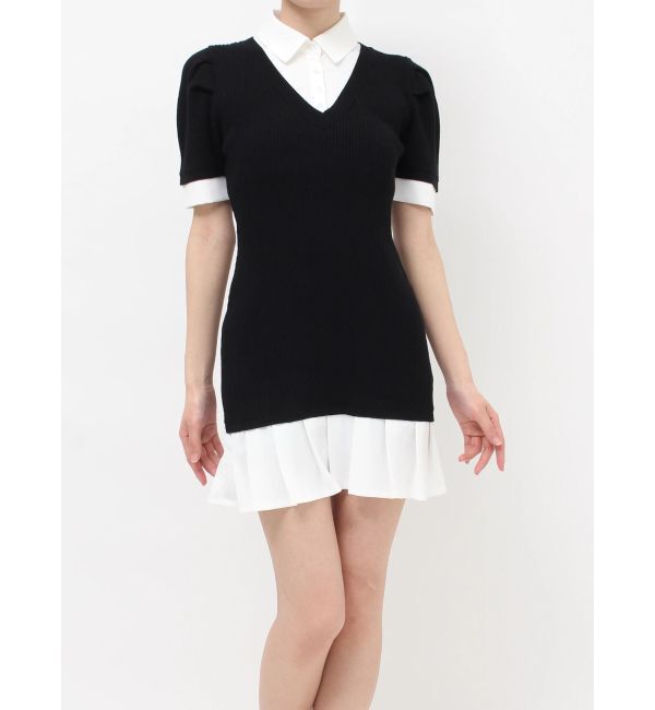 RESEXXY「シャツレイヤードミニニットワンピース」|ワンピース|