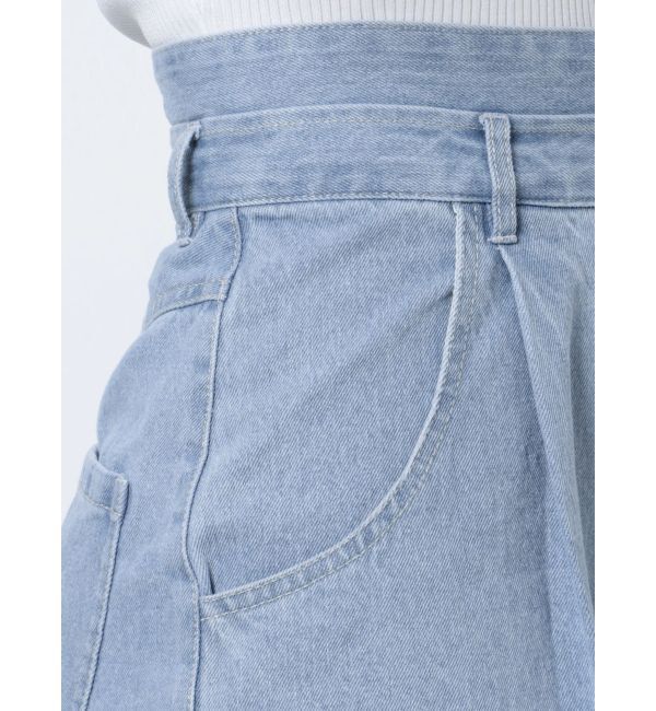 dazzlin「ダブルハイウエストワイドデニムパンツ」|デニム|