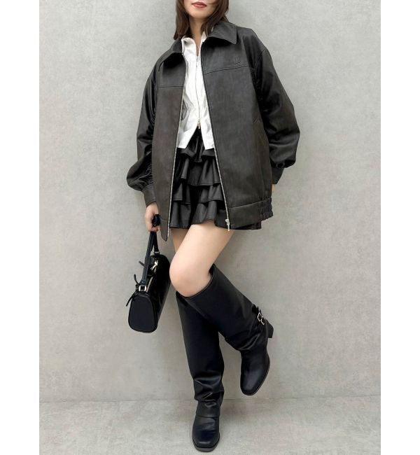 dazzlin「オーバーフォルムフェイクレザーブルゾン」|ブルゾン・スタジャン|