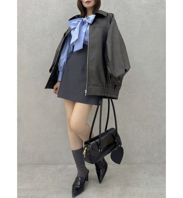 dazzlin「オーバーフォルムフェイクレザーブルゾン」|ブルゾン・スタジャン|