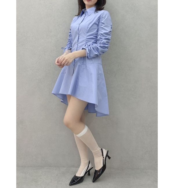 dazzlin「ギャザースリーブイレヘムシャツワンピース」|ワンピース|