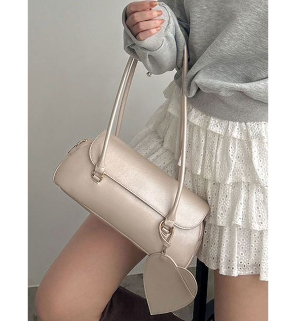 dazzlin「ハートチャームスクエアボックスバッグ」|ハンドバッグ|ベージュ