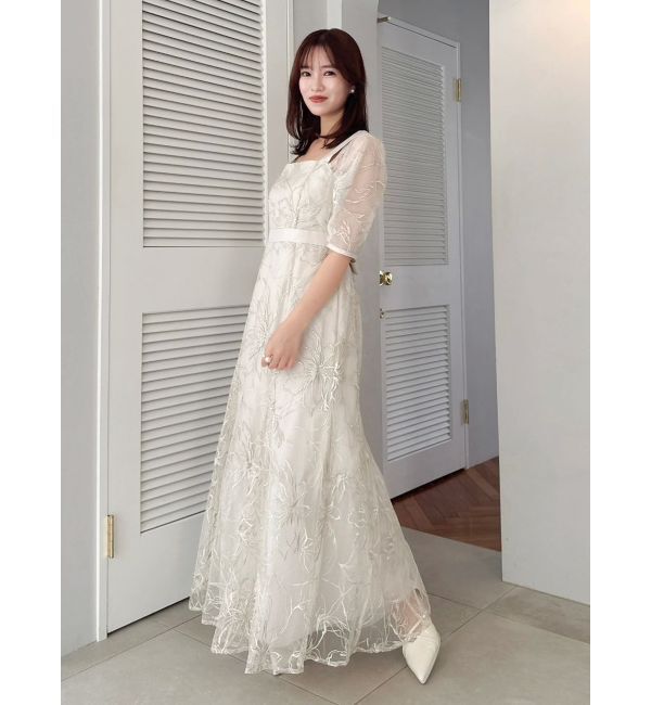 dazzlin「【藤井サチコラボ】ラメ刺繍チュール2WAYスリーブドレス」|ドレス|