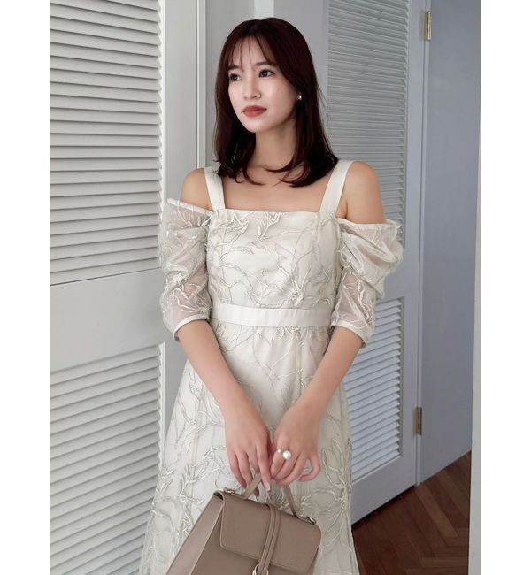 dazzlin「【藤井サチコラボ】ラメ刺繍チュール2WAYスリーブドレス」|ドレス|