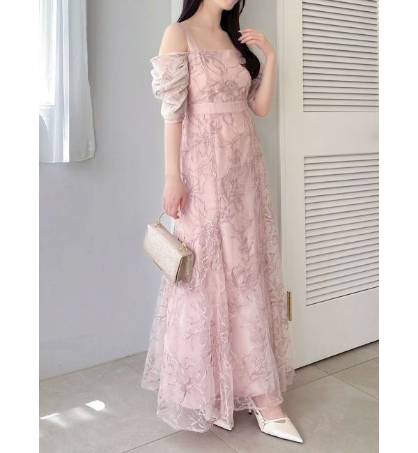 dazzlin「【藤井サチコラボ】ラメ刺繍チュール2WAYスリーブドレス」|ドレス|