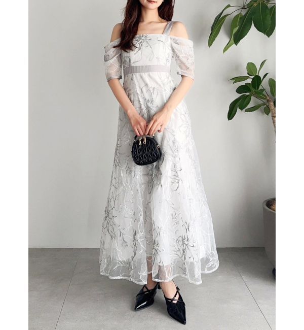 dazzlin「【藤井サチコラボ】ラメ刺繍チュール2WAYスリーブドレス」|ドレス|