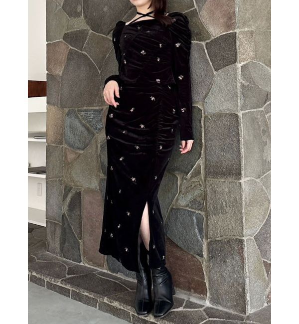 dazzlin「【セットアップ対応】フラワーシシュウベロアスカート」|スカート|