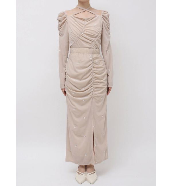 dazzlin「【セットアップ対応】フラワーシシュウベロアスカート」|スカート|