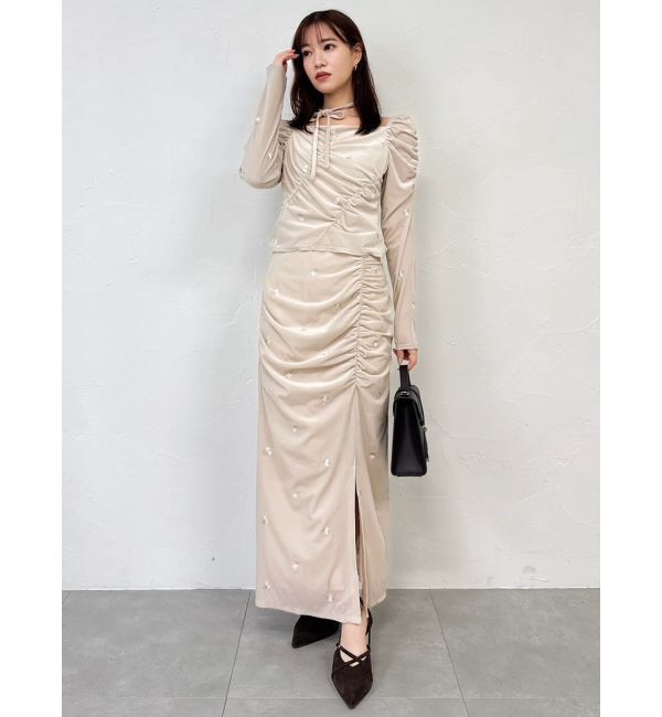 dazzlin「【セットアップ対応】フラワーシシュウベロアスカート」|スカート|