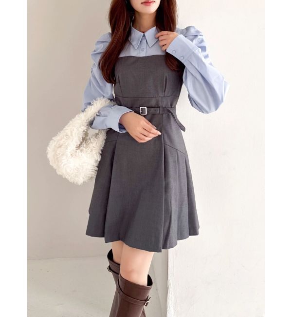 dazzlin「【追加生産分】長袖レイヤードシャツミニワンピース」|ワンピース|