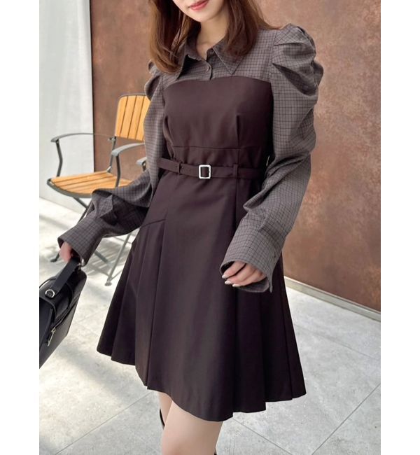 dazzlin「【追加生産分】長袖レイヤードシャツミニワンピース」|ワンピース|