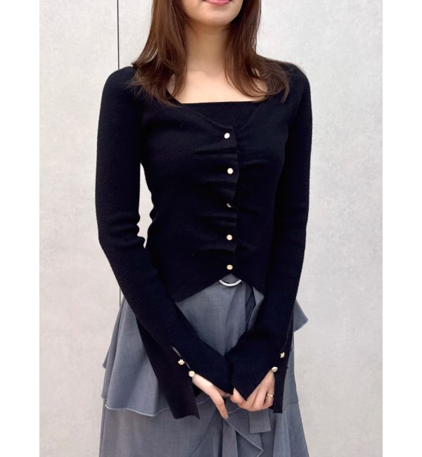 dazzlin「カーデカスケードトップス」|ニット・セーター|ブラック