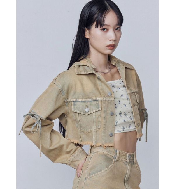 EMODA「カットスリーブフードデニムブルゾン」|ブルゾン・スタジャン|