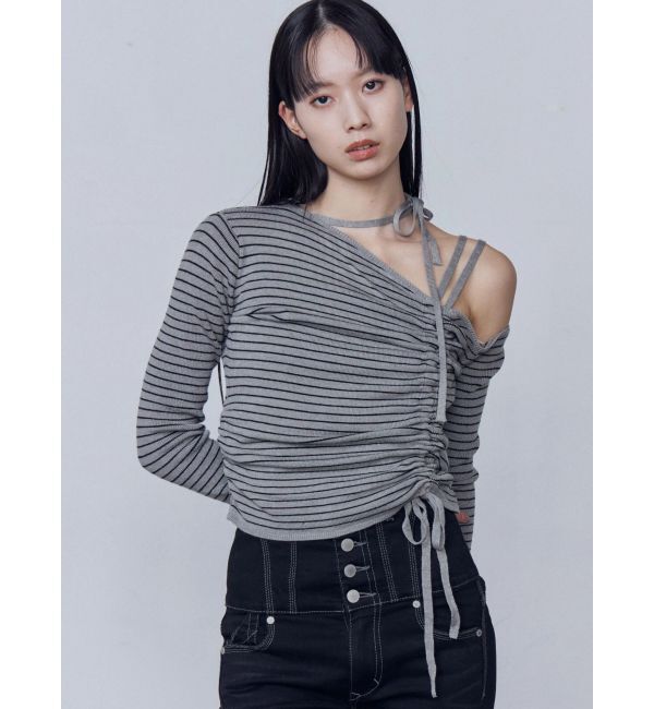 EMODA「アシンメトリーチョーカーギャザーニット」|ニット・セーター|