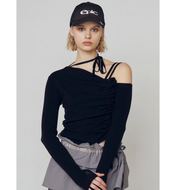 EMODA「アシンメトリーチョーカーギャザーニット」|ニット・セーター|