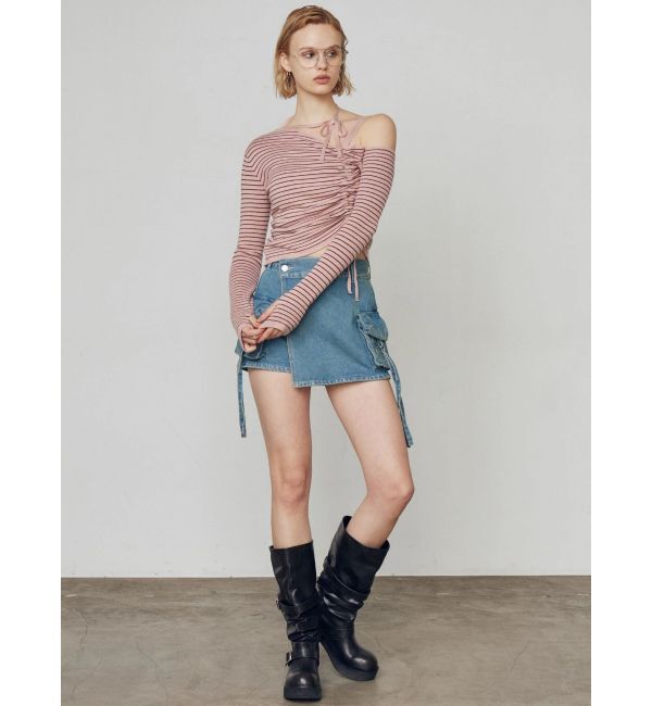 EMODA「アシンメトリーチョーカーギャザーニット」|ニット・セーター|