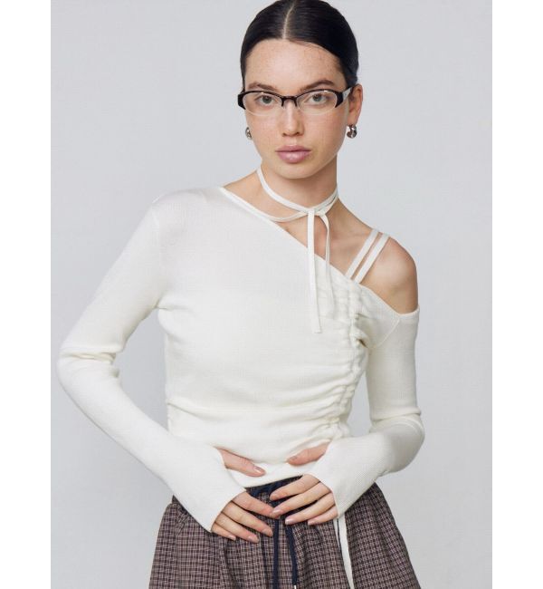 EMODA「アシンメトリーチョーカーギャザーニット」|ニット・セーター|