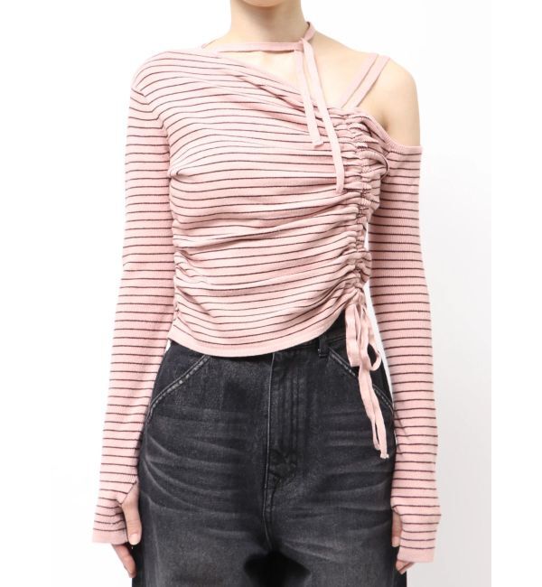 EMODA「アシンメトリーチョーカーギャザーニット」|ニット・セーター|