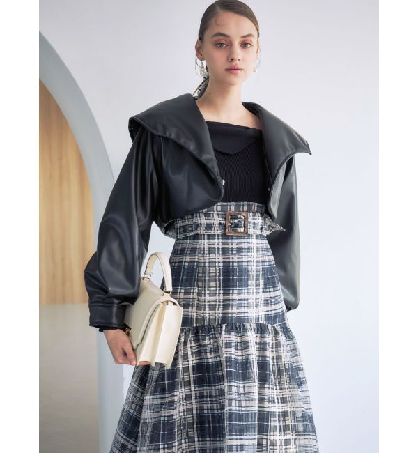 MERCURYDUO「カラーチェックティアードドッキングワンピース」|ワンピース|