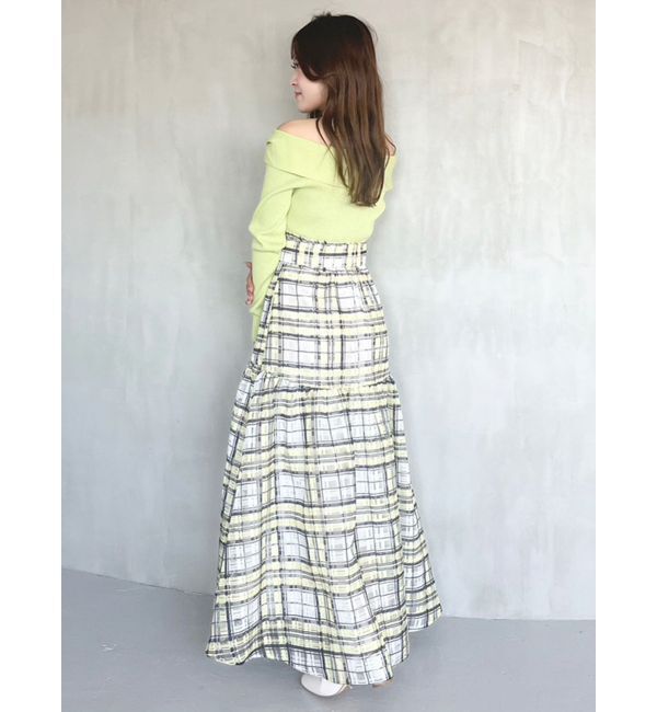 MERCURYDUO「カラーチェックティアードドッキングワンピース」|ワンピース|