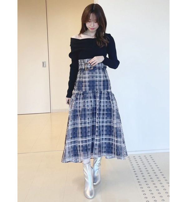 MERCURYDUO「カラーチェックティアードドッキングワンピース」|ワンピース|