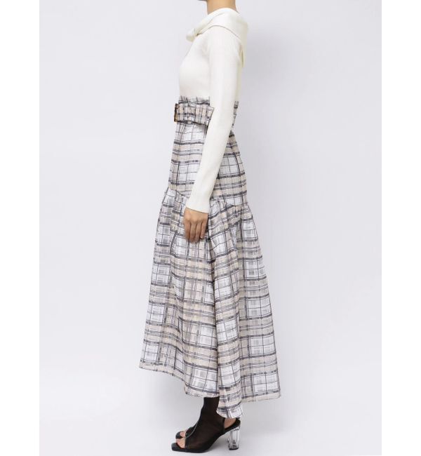 MERCURYDUO「カラーチェックティアードドッキングワンピース」|ワンピース|