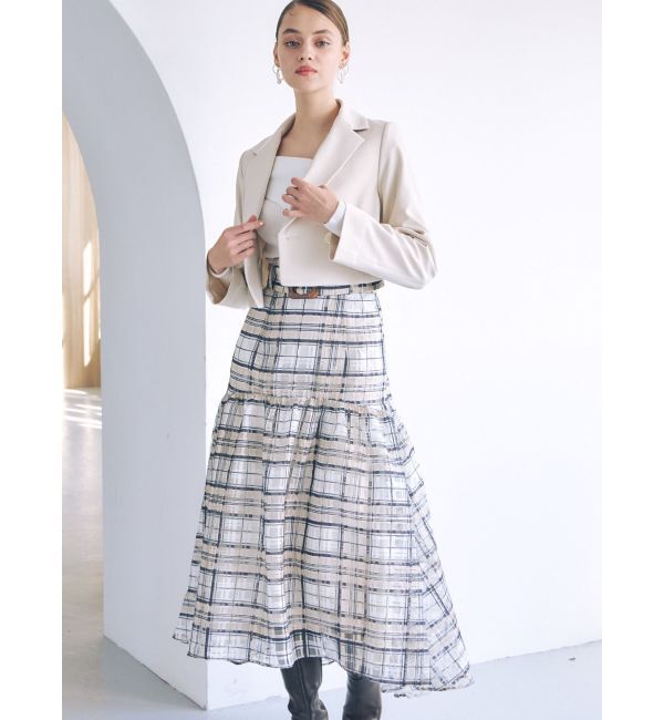 MERCURYDUO「カラーチェックティアードドッキングワンピース」|ワンピース|