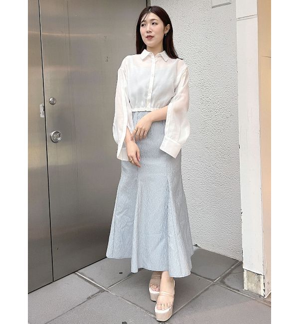 MERCURYDUO「スリットスリーブクロップドシャツ」|シャツ・ブラウス|