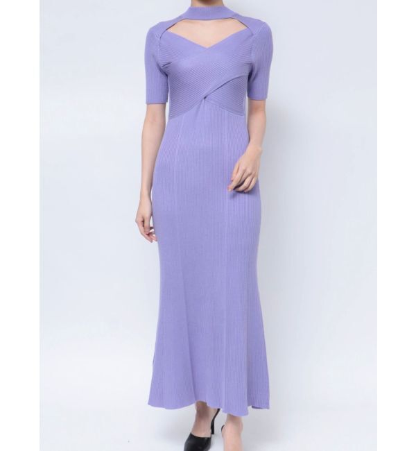 MERCURYDUO「2WAYパネルレイヤード風マーメイドニットワンピース」|ワンピース|パープル