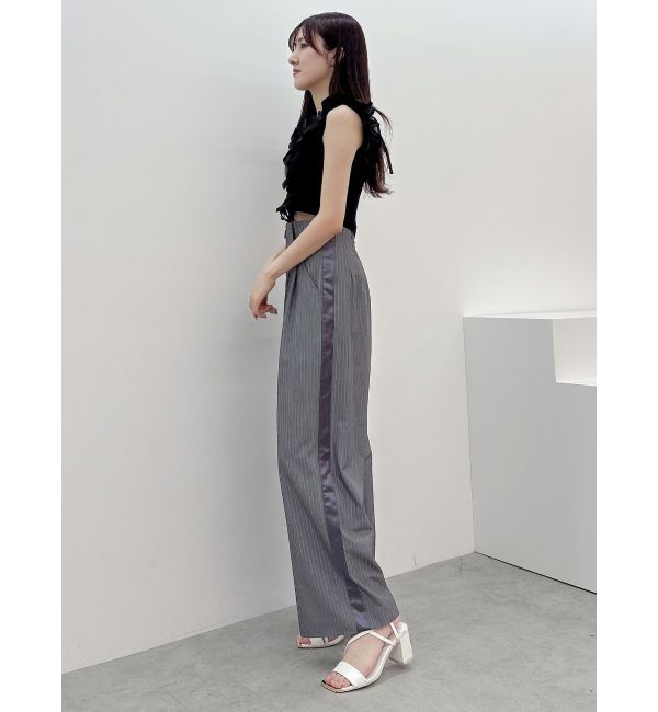 MERCURYDUO「異素材シャーリングフリルニット」|ニット・セーター|