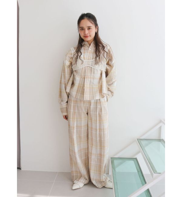 Ungrid「リネン混チェック柄パンツ」|その他|