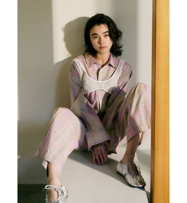 Ungrid「リネン混チェック柄パンツ」|その他|