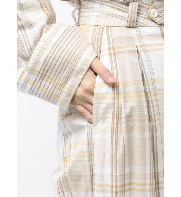 Ungrid「リネン混チェック柄パンツ」|その他|