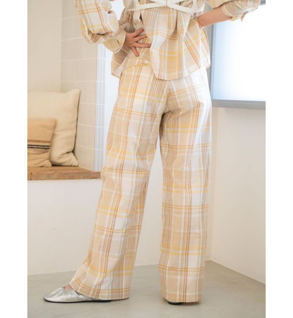 Ungrid「リネン混チェック柄パンツ」|その他|