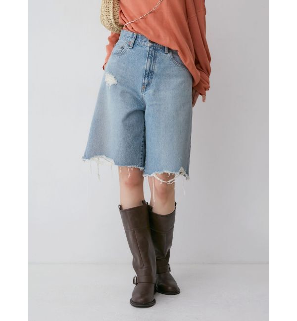 Ungrid「バックルコンビロングブーツ」|ロングブーツ|ブラウン