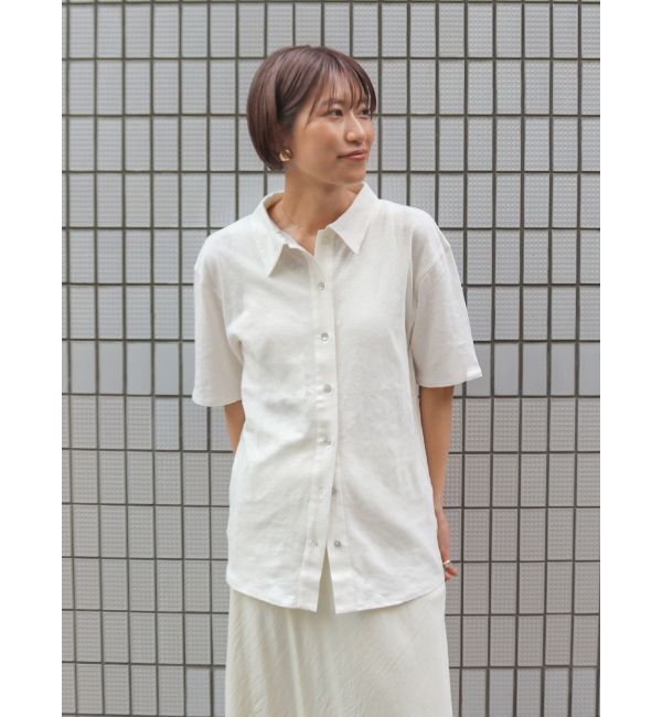 Ungrid「リネン混ハーフスリーブポロカーデ」|カーディガン|