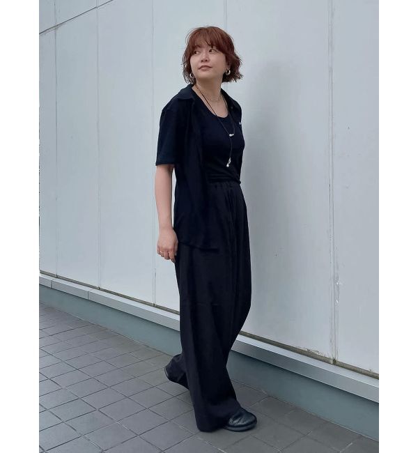 Ungrid「リネン混ハーフスリーブポロカーデ」|カーディガン|